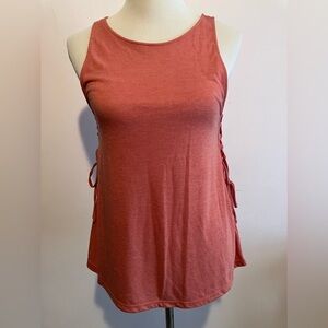 Mossimo Women’s Pullover Tank Top, Size S, Lace-Up Sides, Rose Pink, Casual